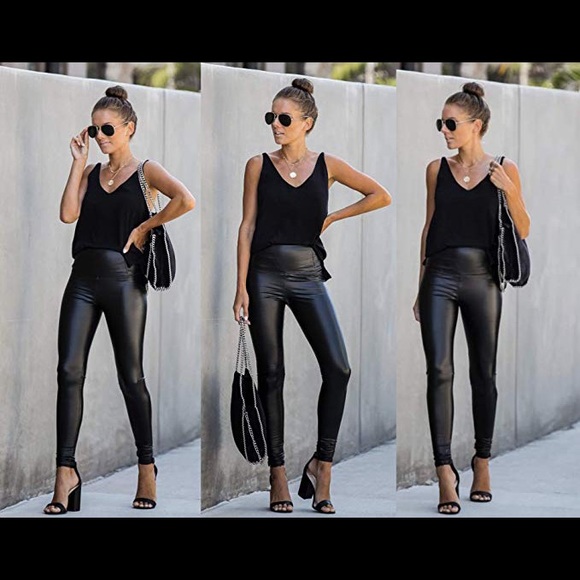 🔥BESTSELLER🔥High waisted Black faux leather leggings - Picture 9 of 13